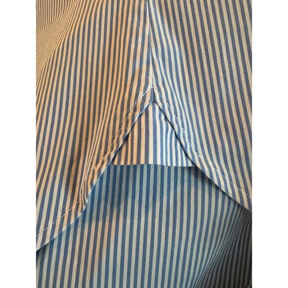 Theory Blue White Striped Essential Button Down Large Collar Shirt cotton top - Picture 5 of 11